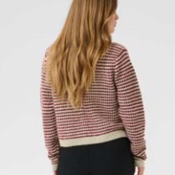 NWT Kaffe Women's Striped Cardigan Sweater - Red and Cream size medium - Picture 6 of 11